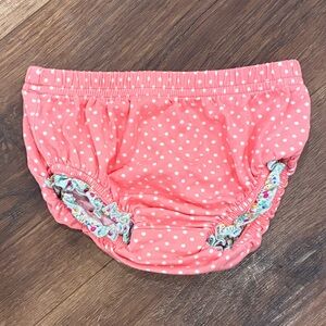 Matilda Jane Pink Polka Dot Bloomers With Blue Floral Ruffles Bottoms 6-12m